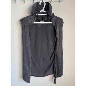 Noisy May Sleeveless Waistcoat Womens XS Charcoal Black Acid Wash Hooded Goth